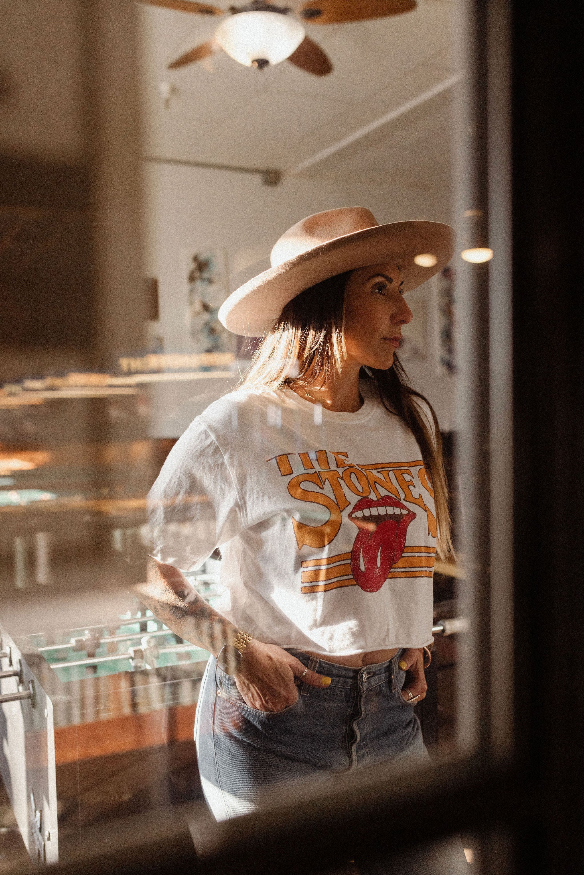 Rolling Stones Stoned Off White Cropped Tee