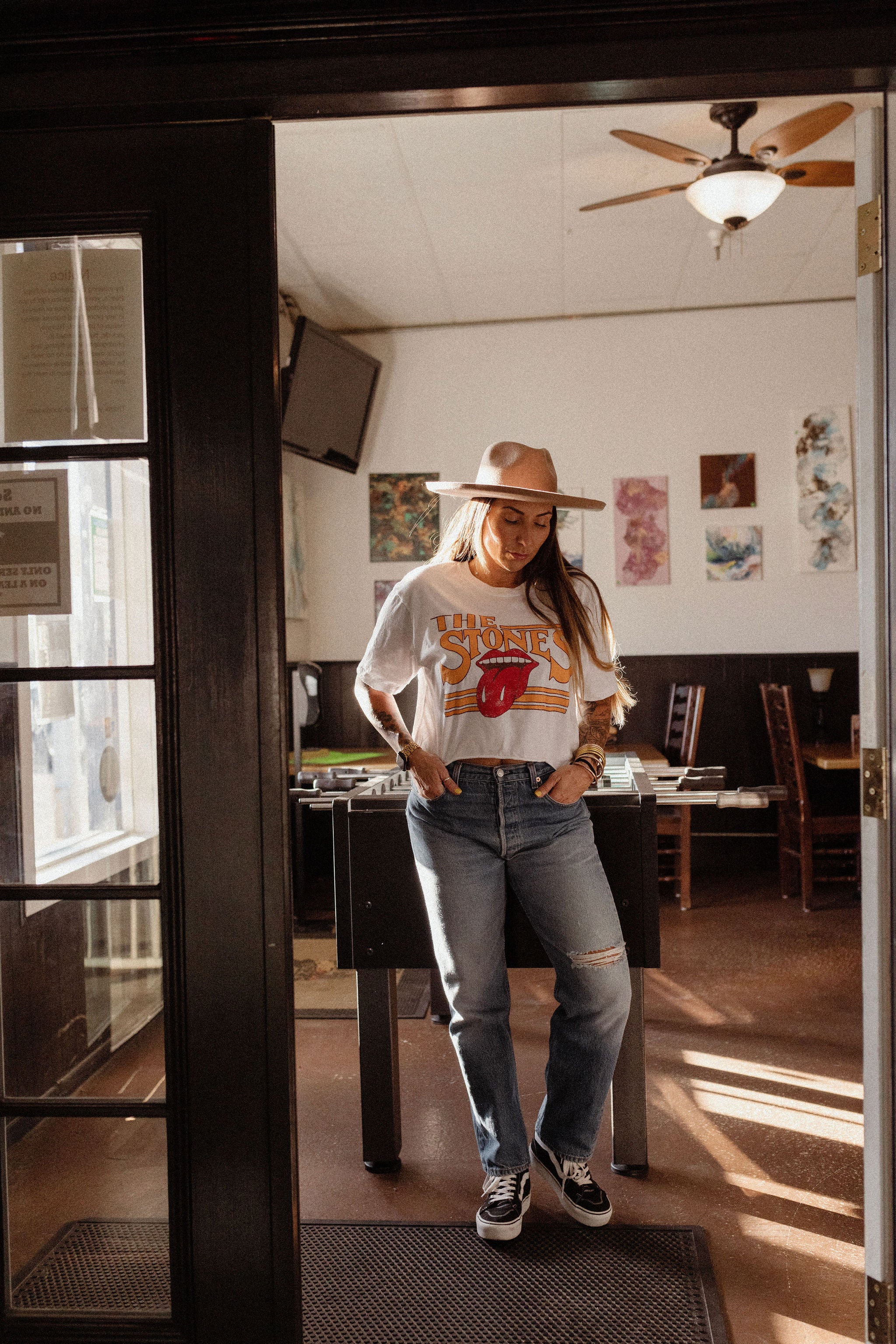 Rolling Stones Stoned Off White Cropped Tee