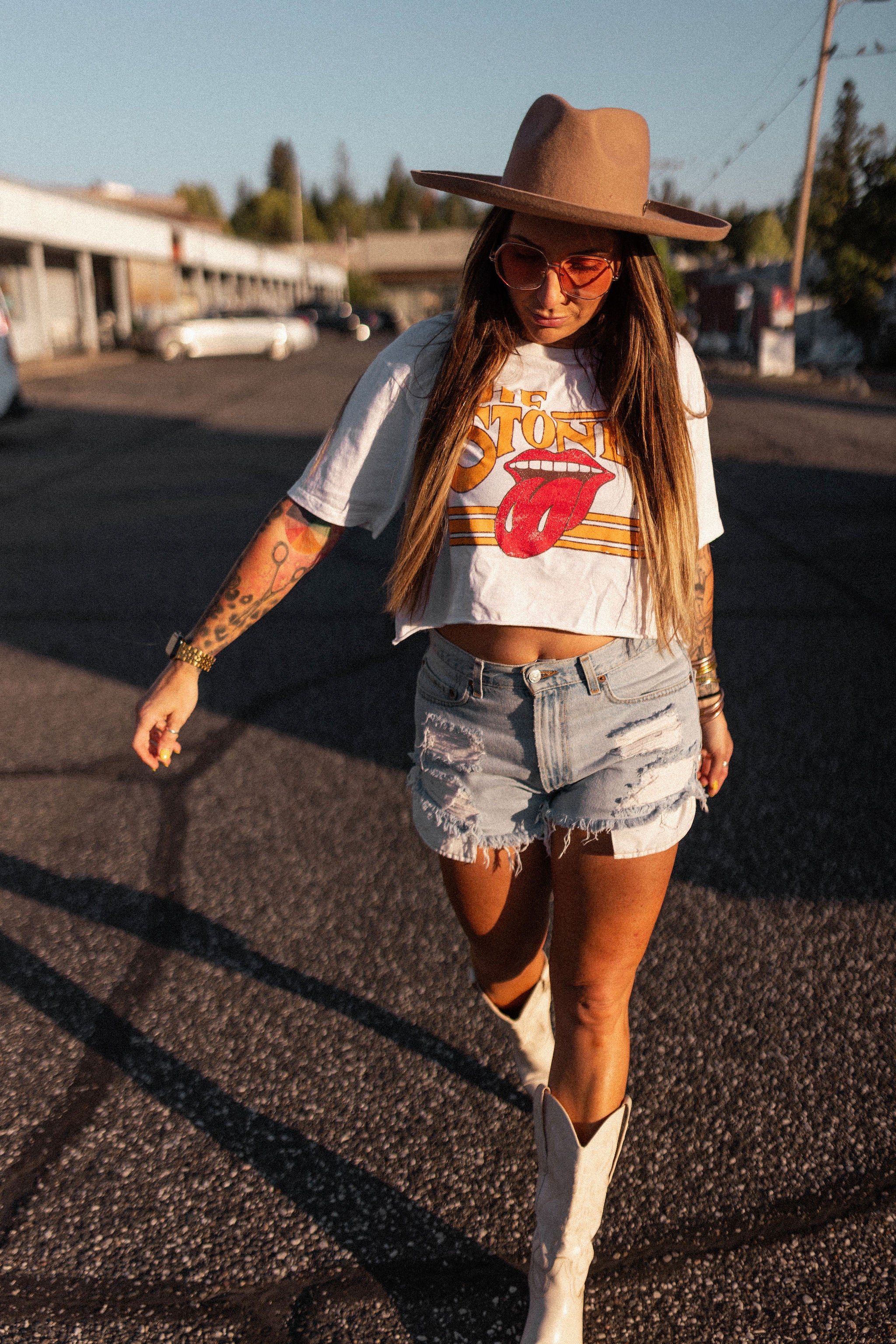 Rolling Stones Stoned Off White Cropped Tee