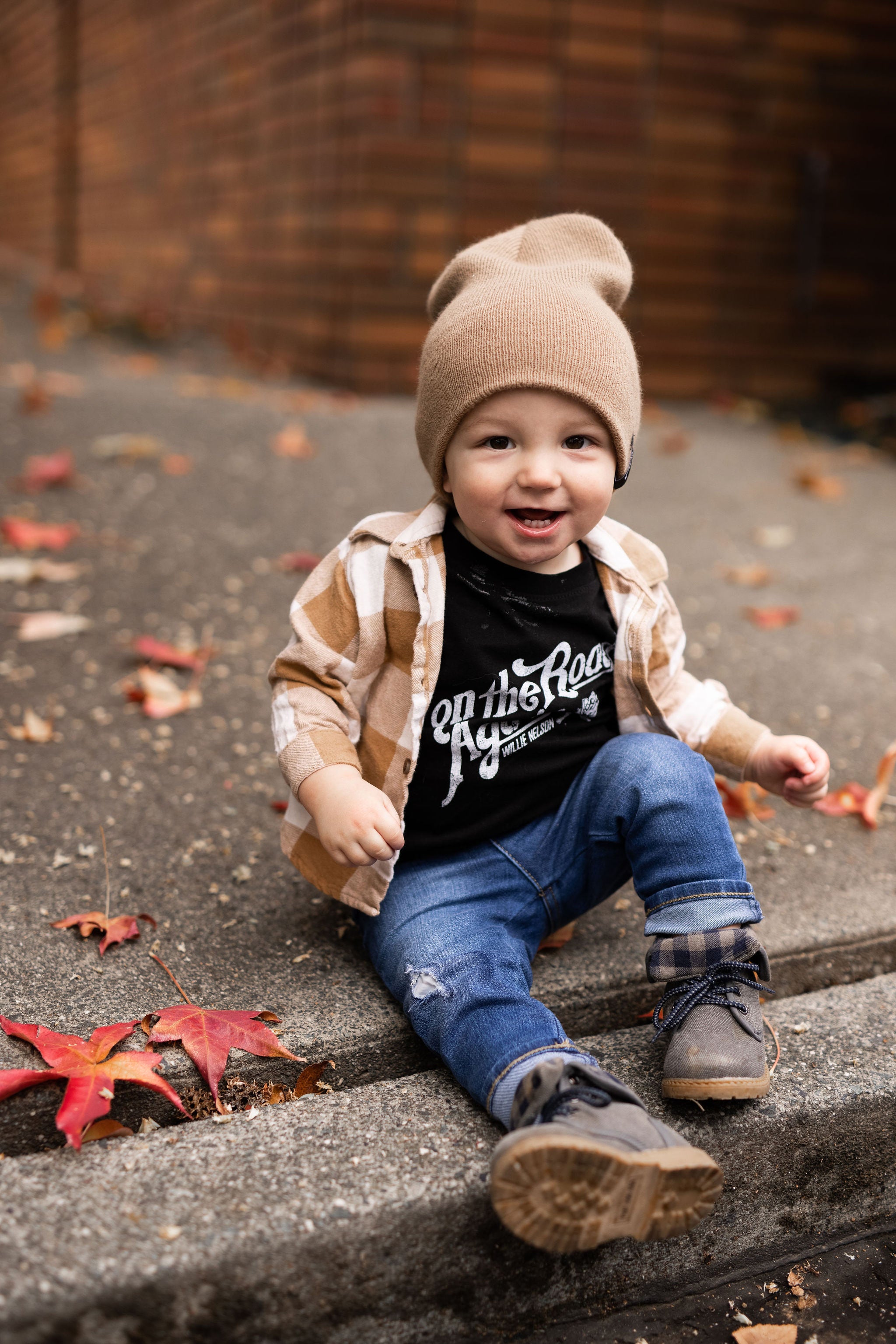 On The Road Again Black Kids Tee