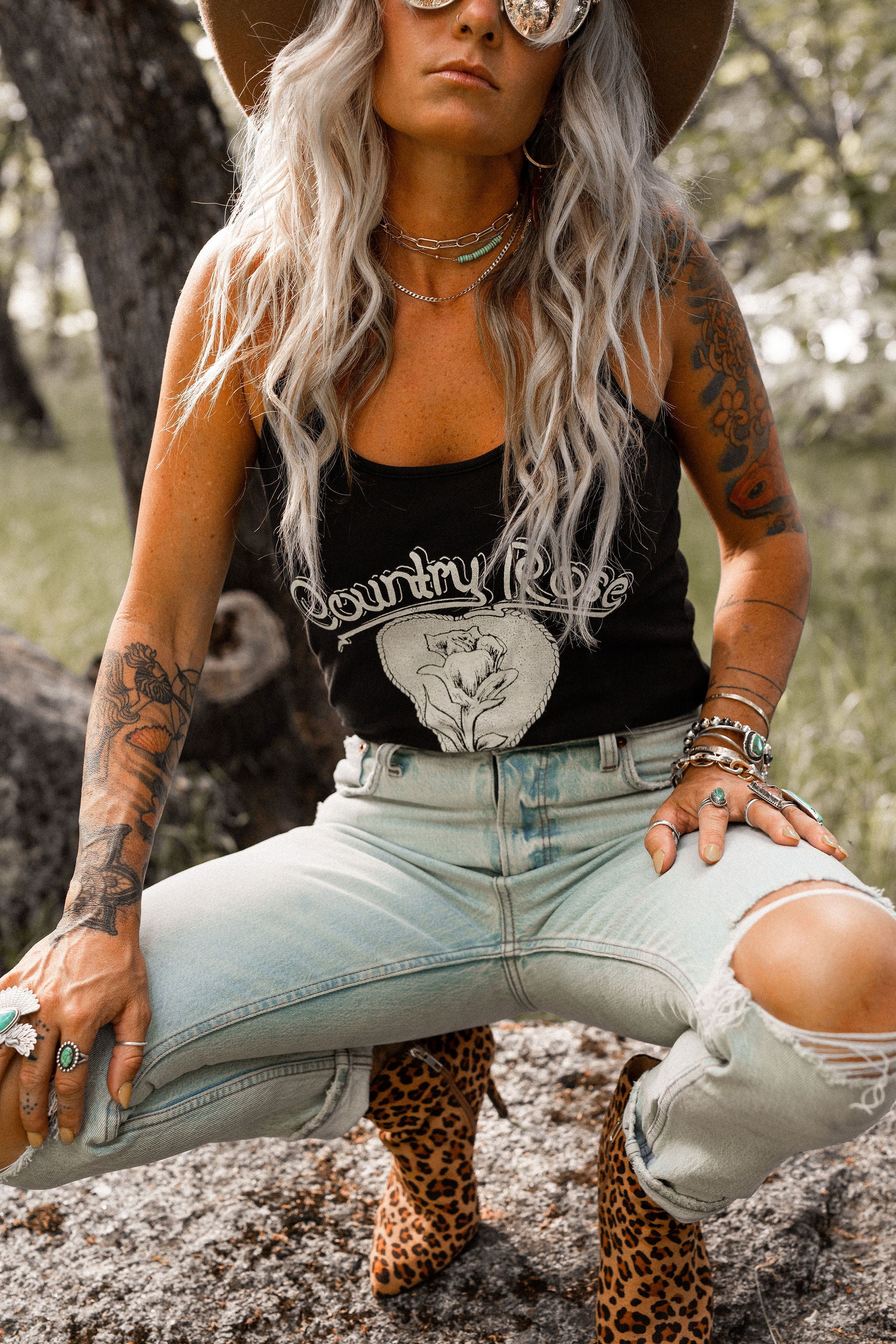 Country Rose Lace Tank