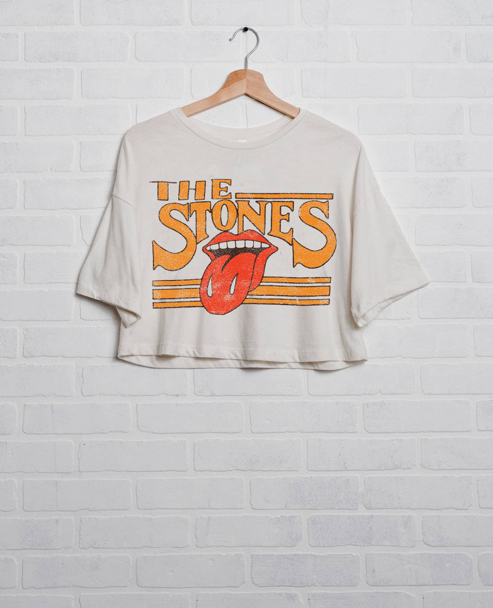 Anthill Trading Ltd. Rockwear Women's White Rolling Stones Crop T