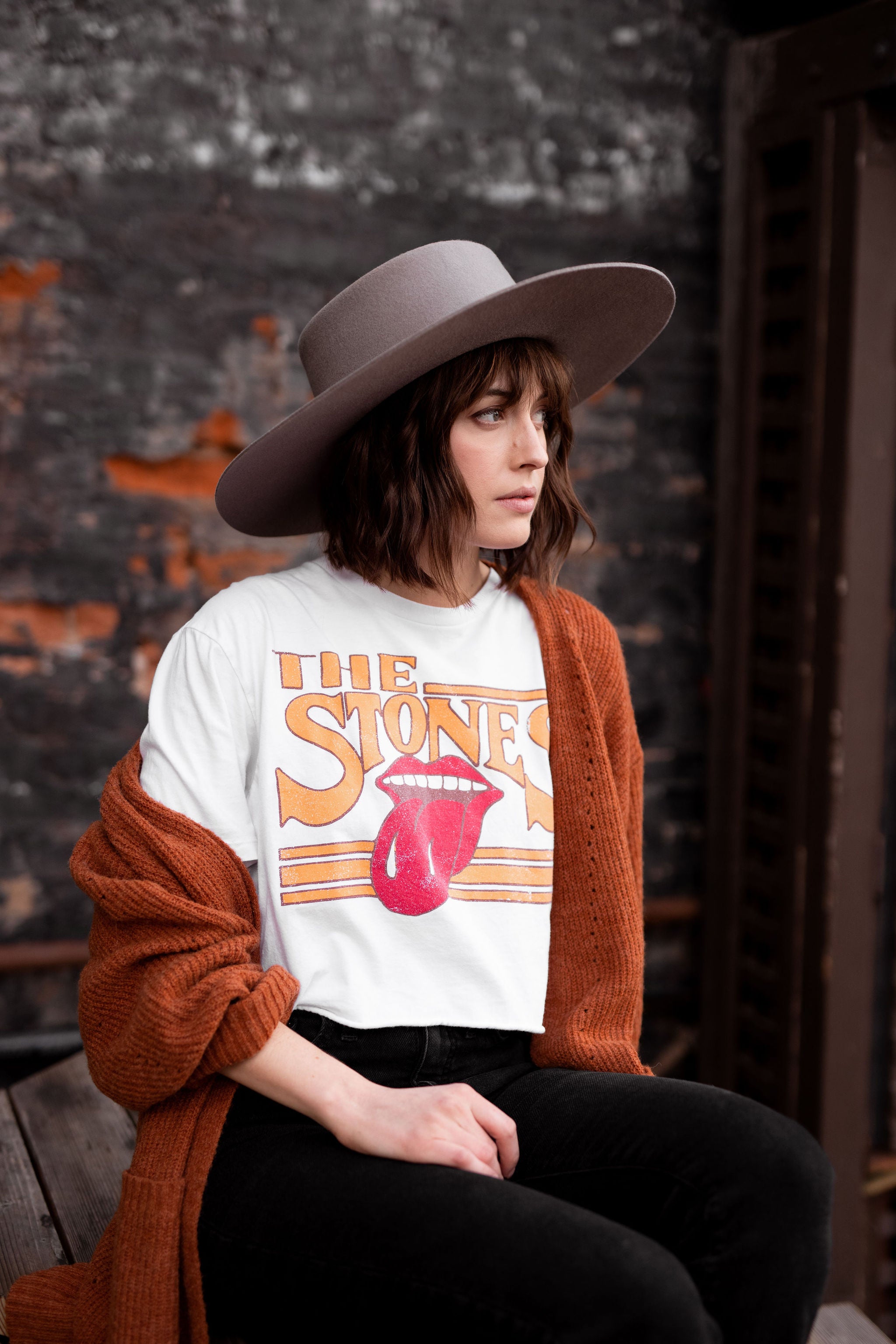 Rolling Stones Stoned Off White Cropped Tee