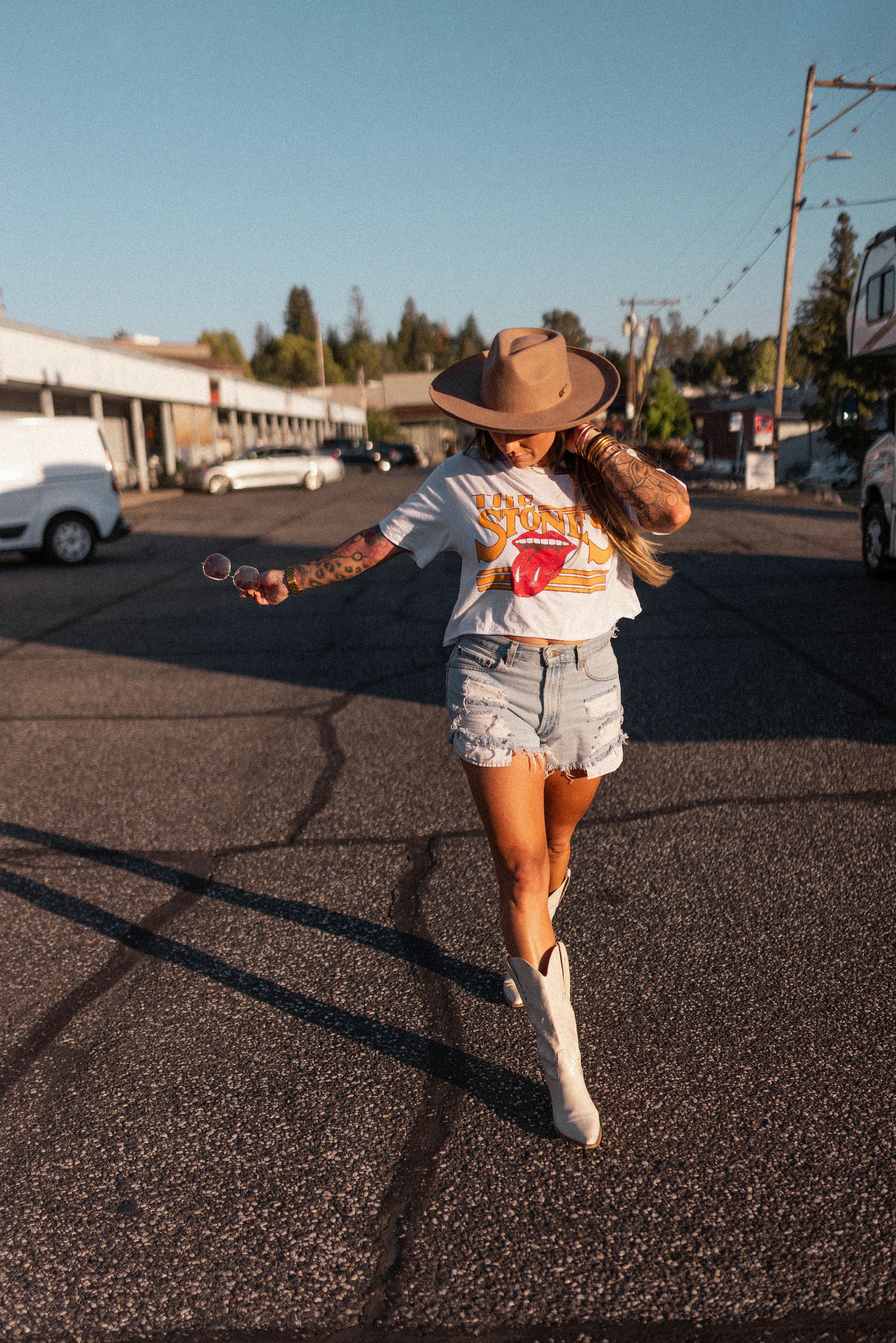 Rolling Stones Stoned Off White Cropped Tee