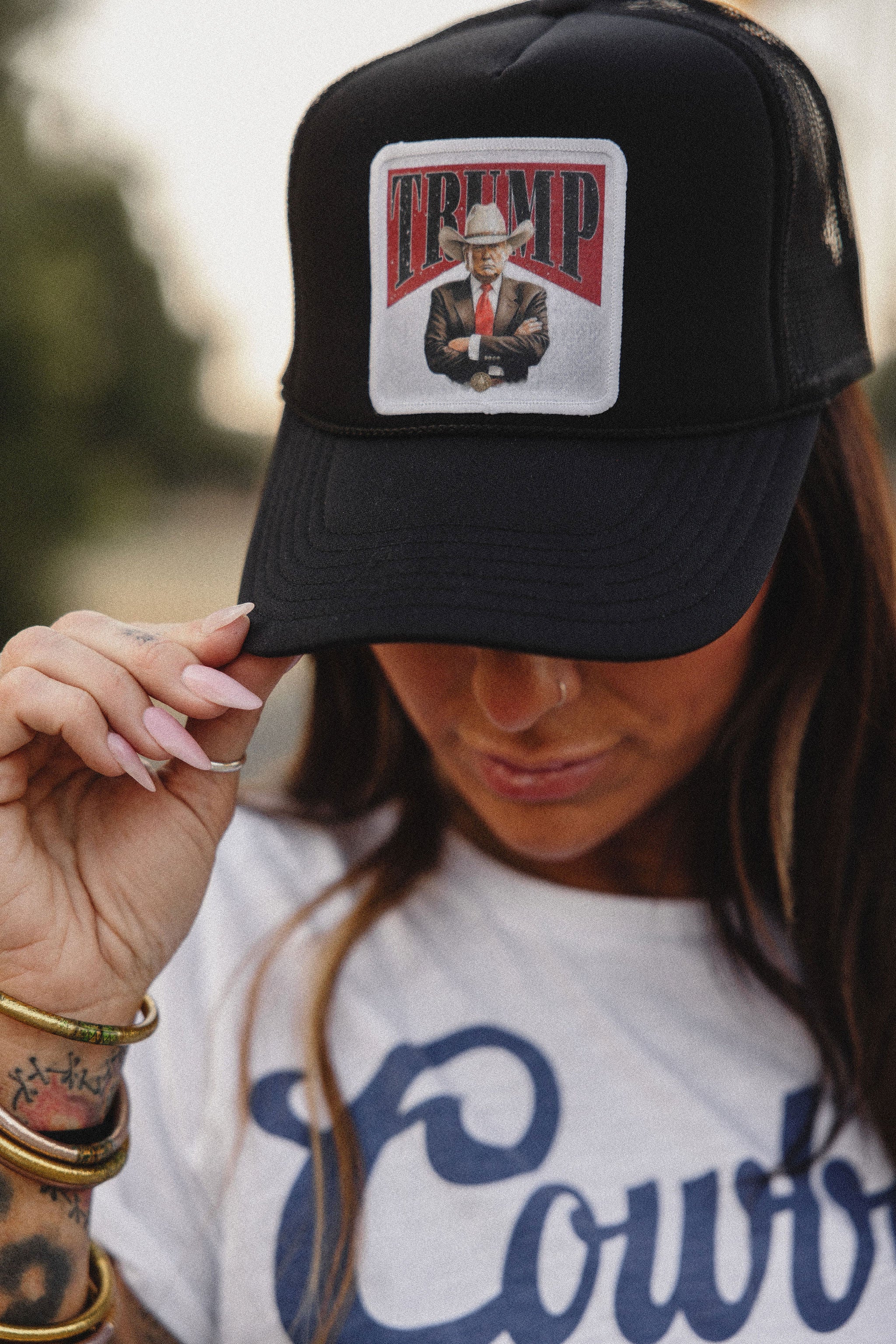 Cowboy Trump Trucker hat