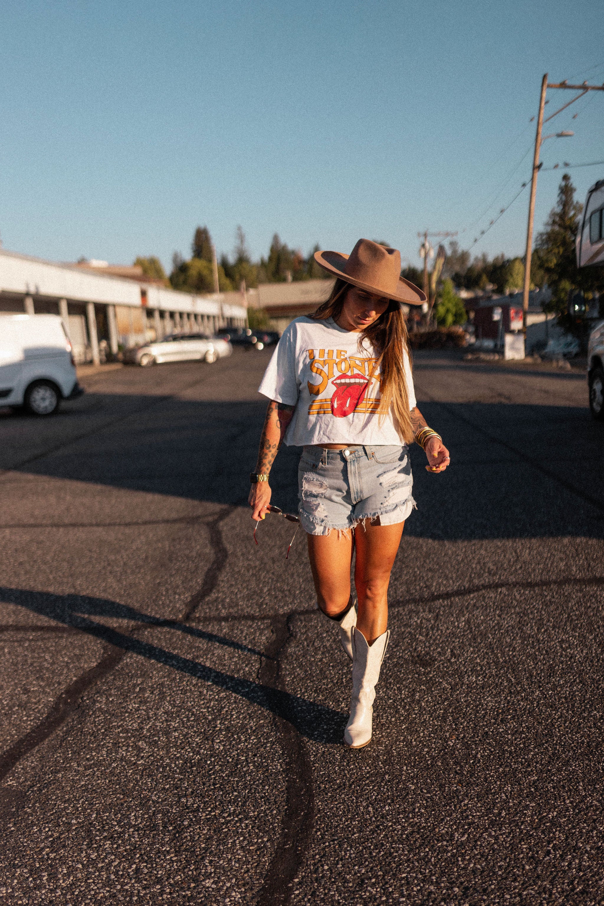 Rolling Stones Stoned Off White Cropped Tee