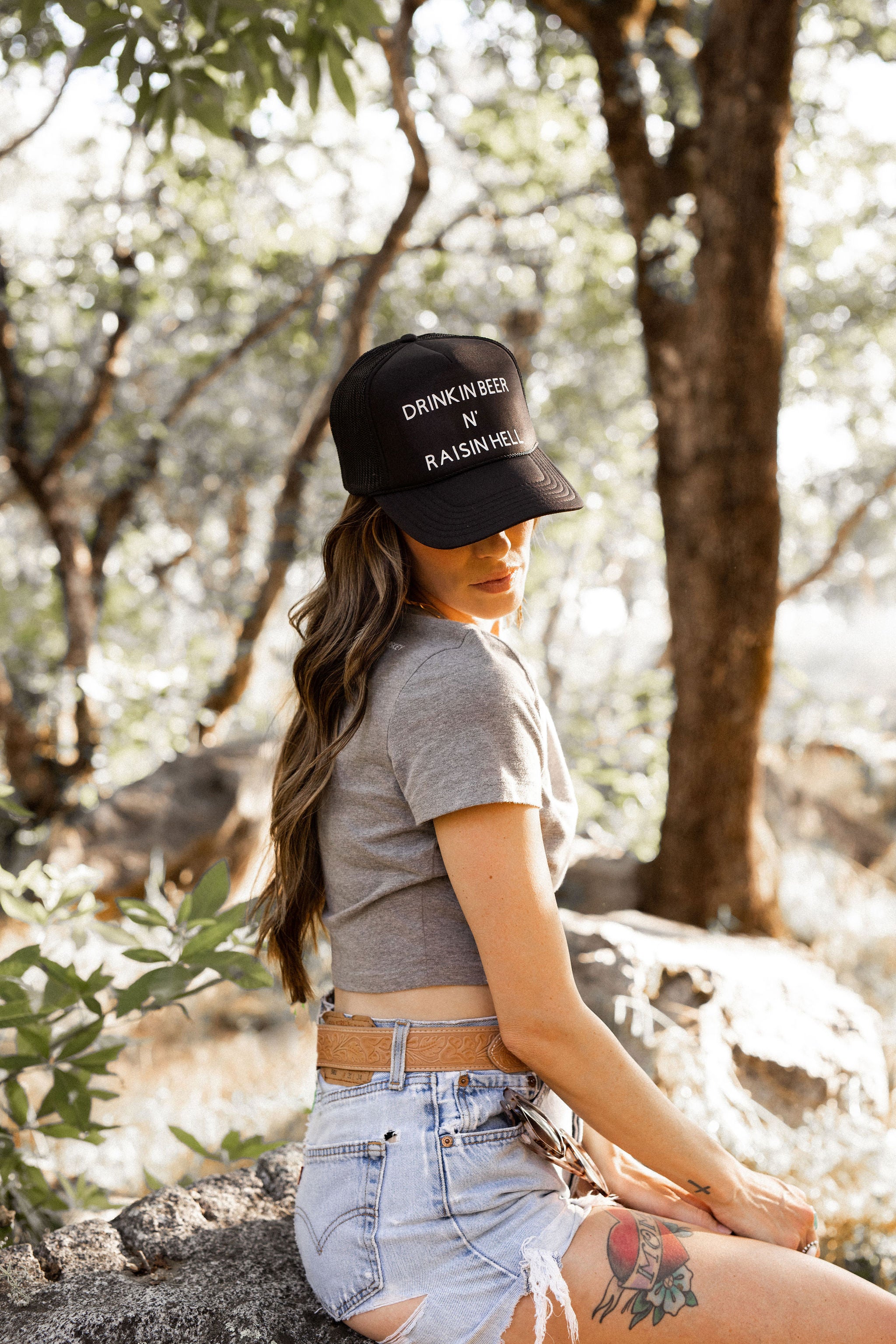 Drinkin B**R N Raisin Hell Trucker Hat